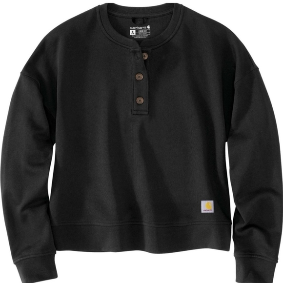 Women's Carhartt TENCEL  Loose Fit French Terry Henley Sweatshirt - Picture 1 of 6